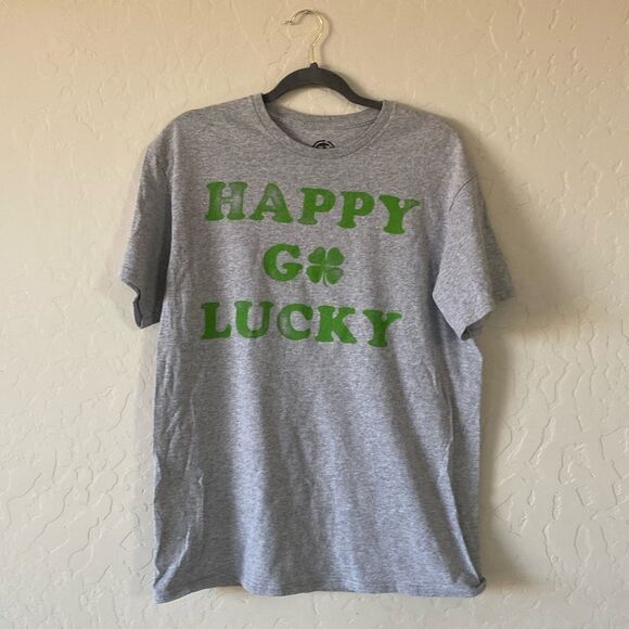 Gray Tee with Green Lucky Design - Picture 1 of 3